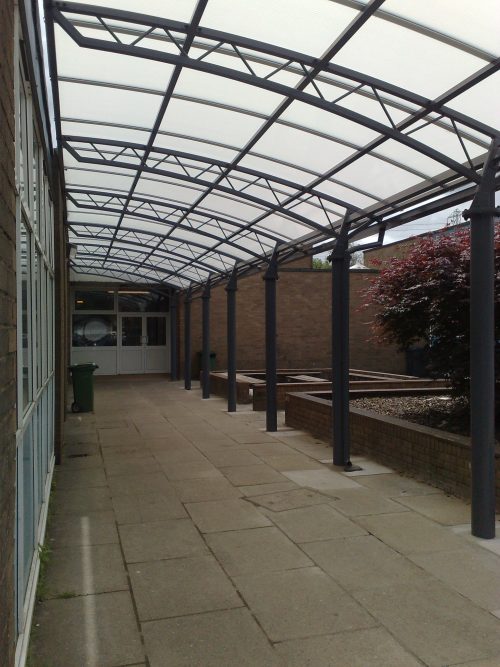 Y Pant Comprehensive School Walkway Canopy Clovis Canopies UK